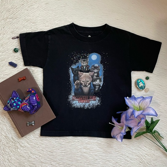 Netflix strange fur things unisex cat print graphic tee - Picture 9 of 12